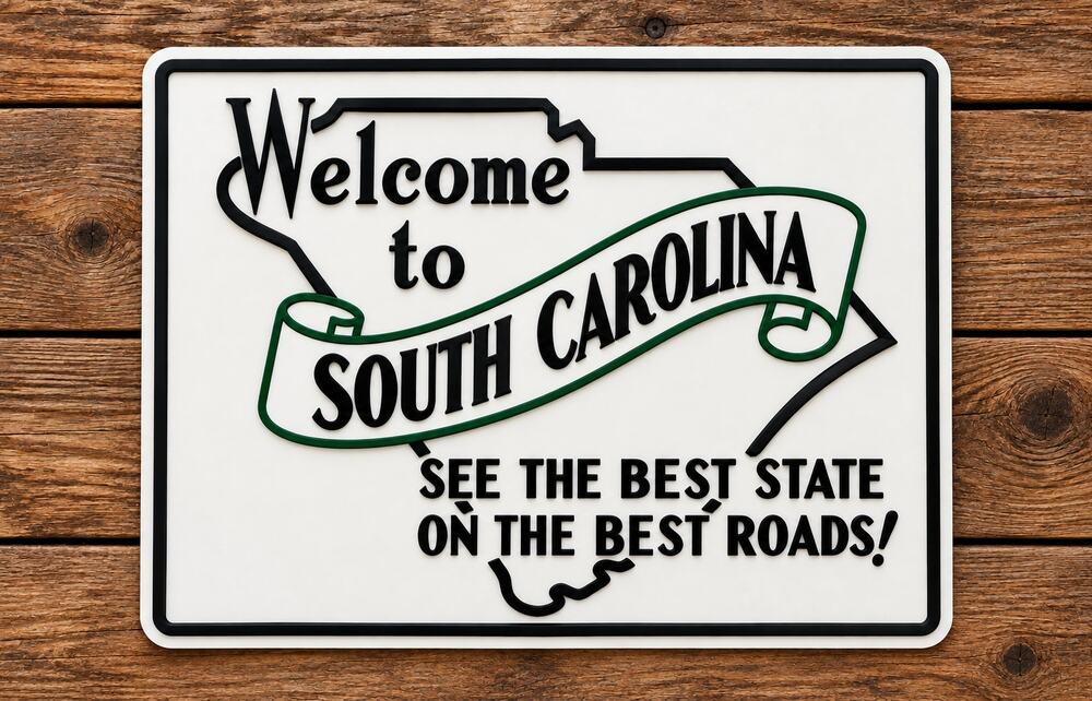 Welcome To South Carolina Road Sign State Entrance Best State on Best Roads